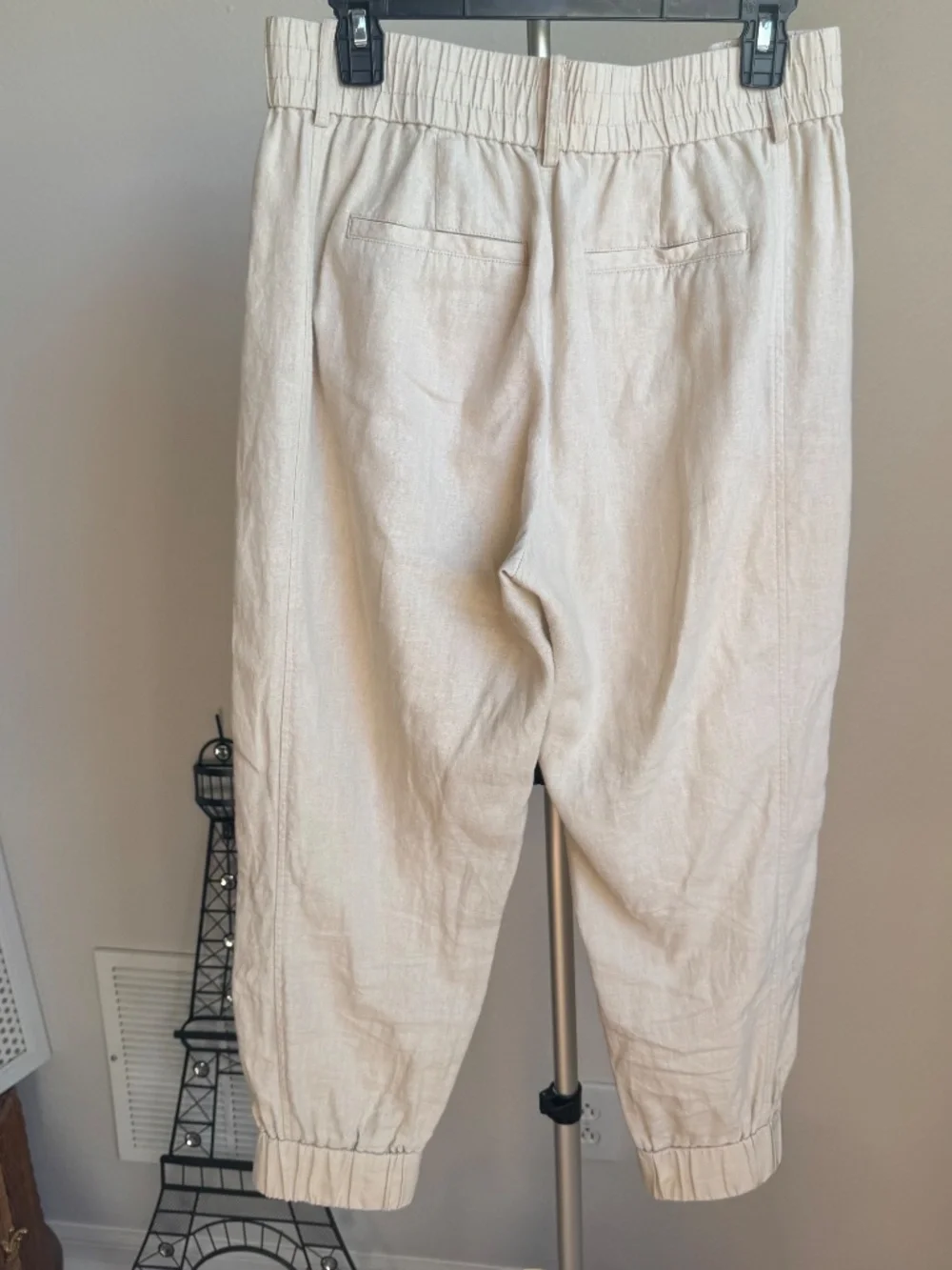 ZARA LINEN BLEND JOGGING PANTS SAND SIZE S